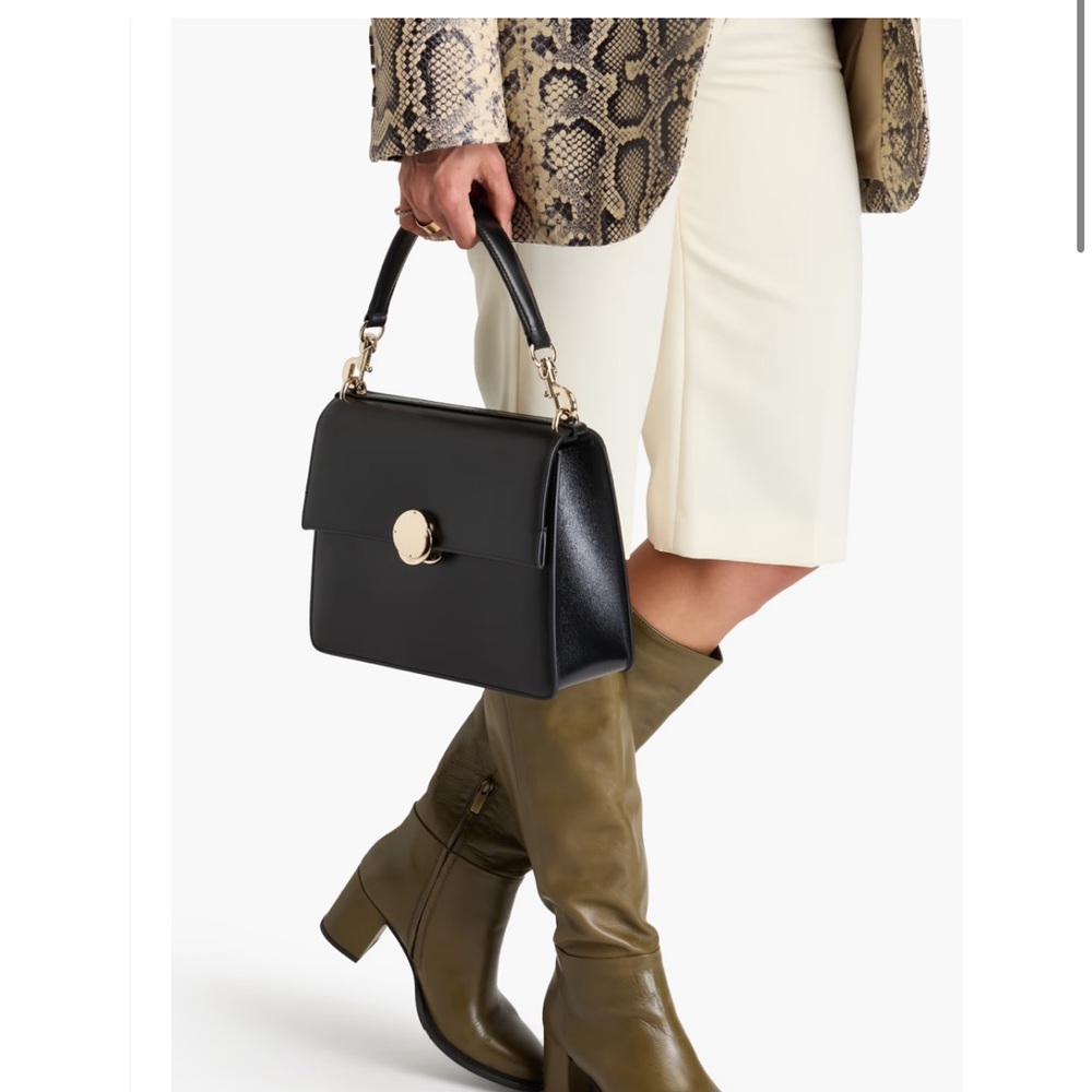Chloe Penelope Box Leather Top Handle Shoulder Bag In Black